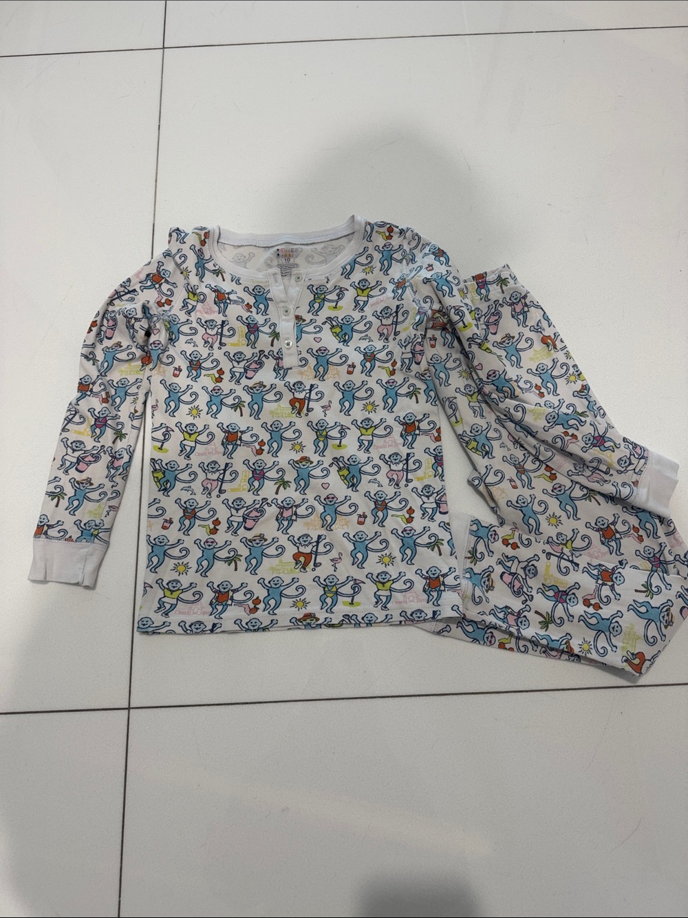 Roller Rabbit Kids Palm Beach Pajama Set with Multicolor Monkey Print